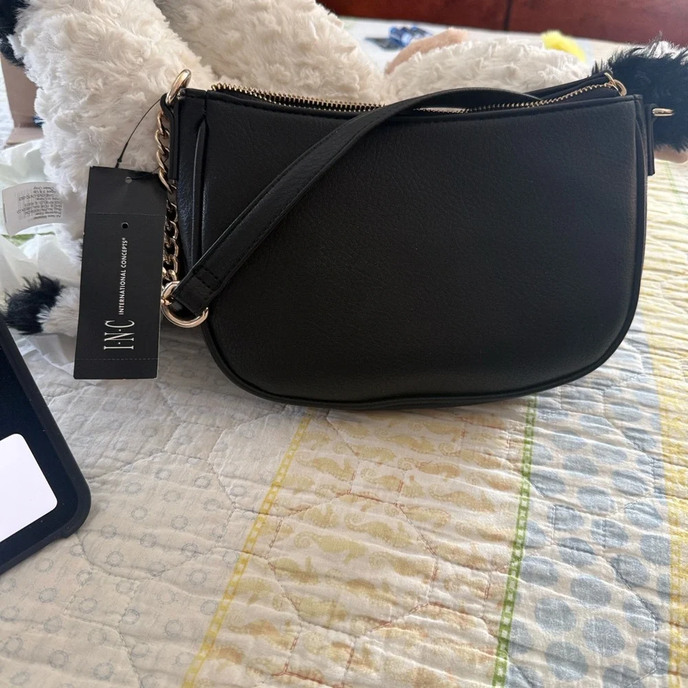 INC Leather Tote and Crossbody Set in Burgundy and Black - Picture 6 of 8